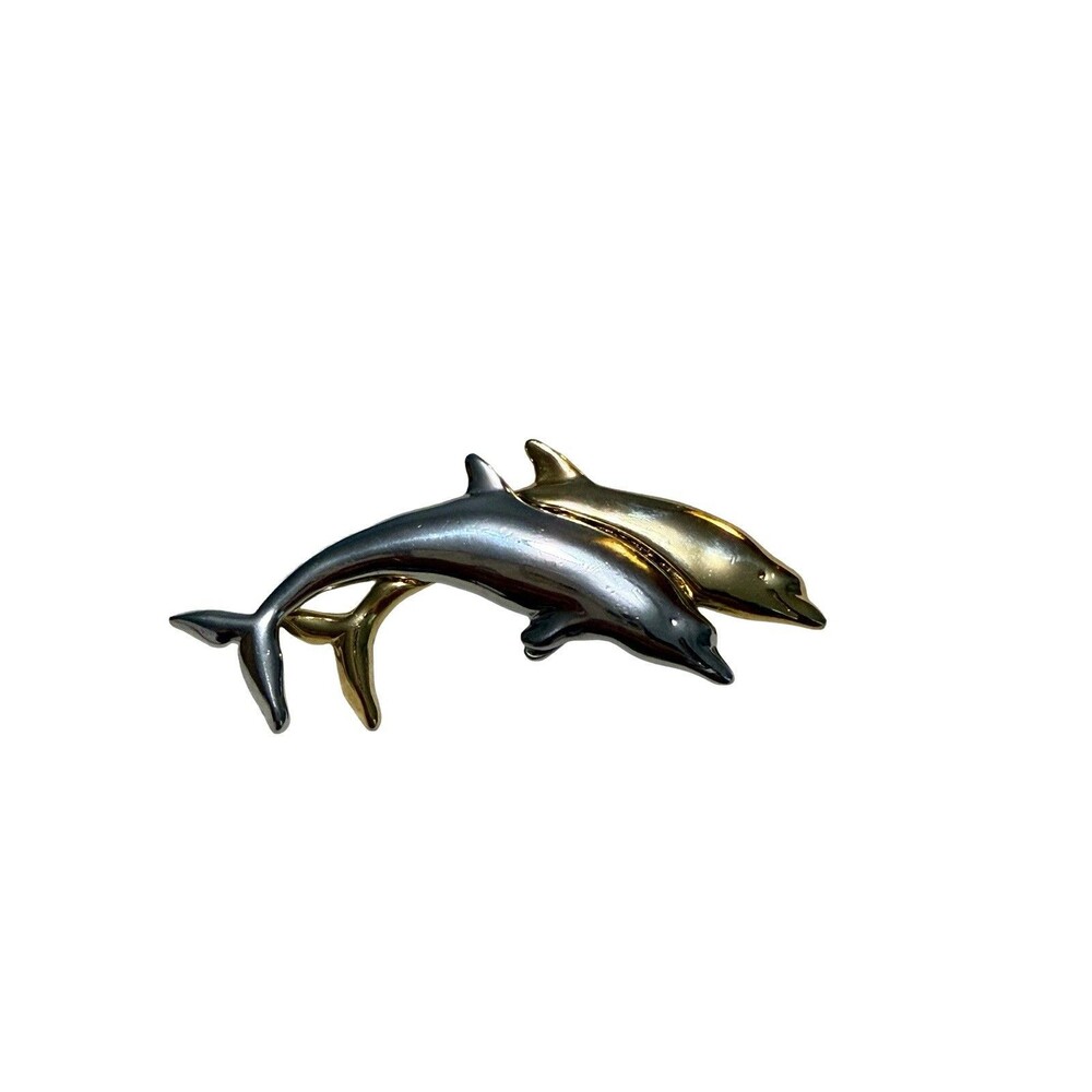 Lauren Conrad LC Dolphin Brooch Silver Gold Tone Two Tone Pin